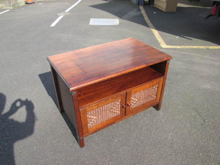 MAHOGANY TV UNIT C/W CUPBOARD at HAVEN TRUST CHARITY SHOP