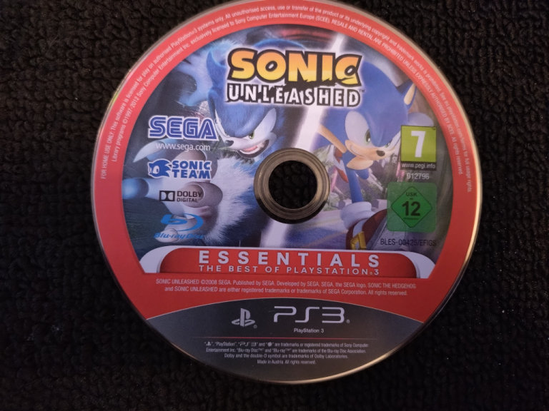 Sonic Unleashed - PS3 Game - Disc Only - PlayStation 3 - Sega Essentials Hedgehog - Working