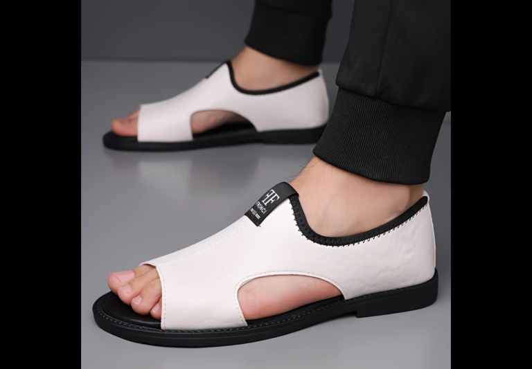 Men’s white leather slip-on sandals shoes loafers size UK10/11