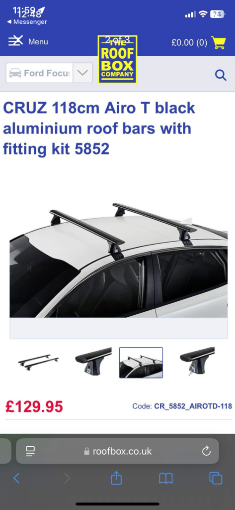 CRUZ Airo T 118cm black aluminium roof bars