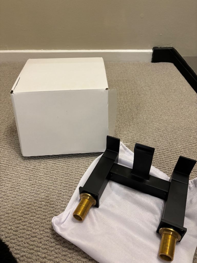 Matt Black Curve Waterfall Tap Dual Lever Bath Tap