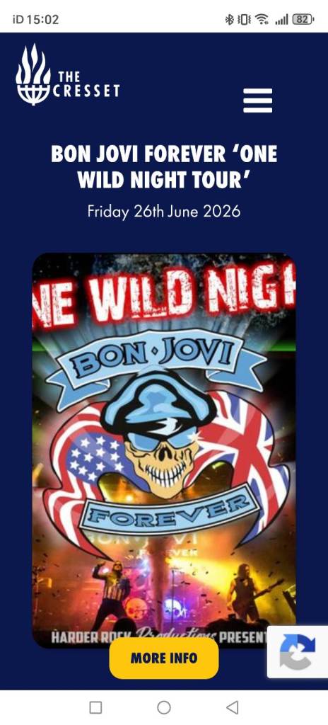 Bon Jovi Forever tickets X2 at The Cresset in Peterborough