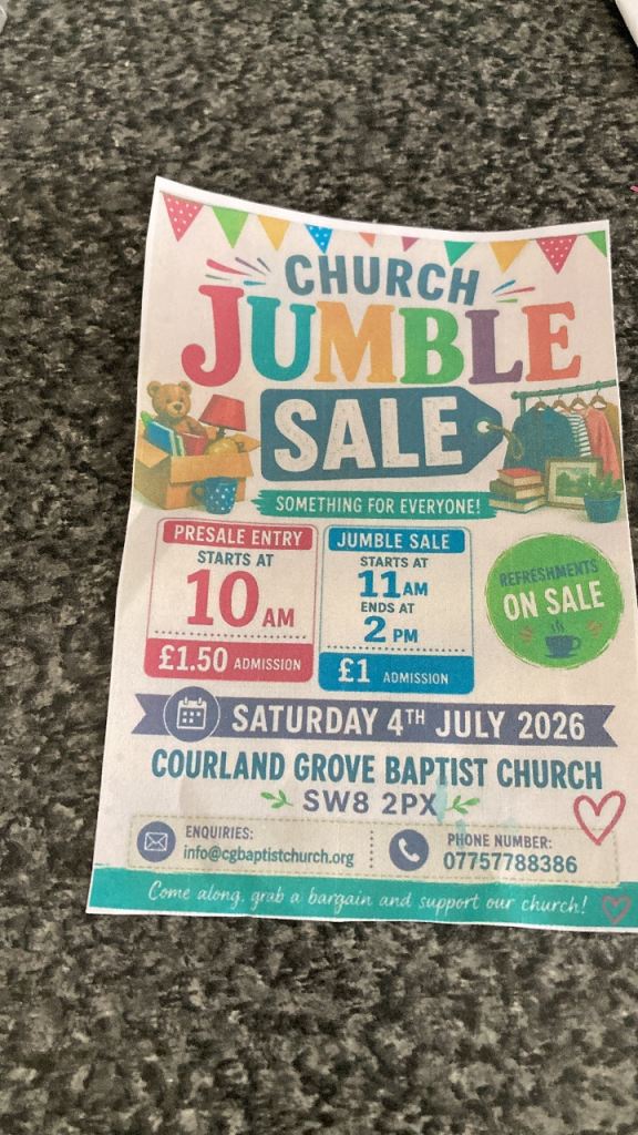Jumble sale 4/7/2026