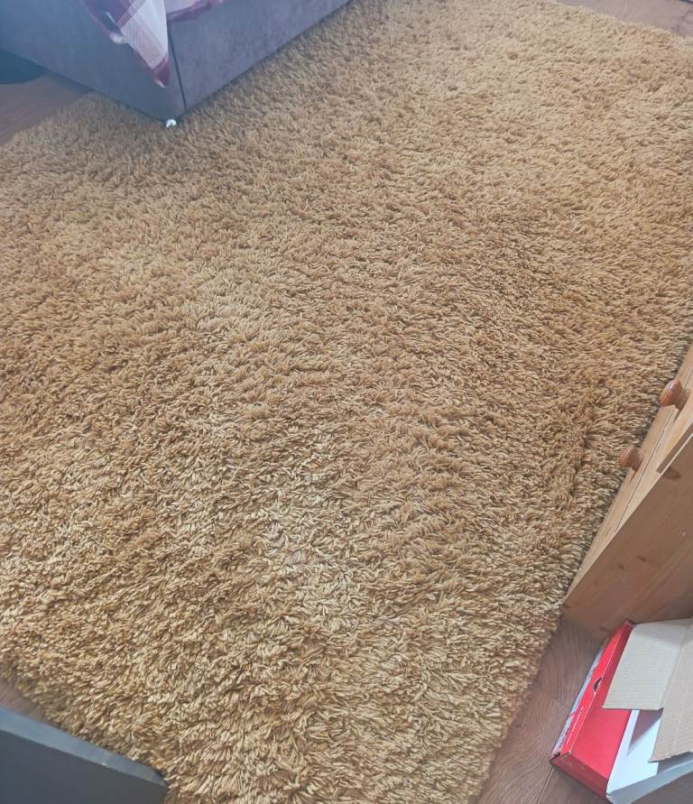 Large Shaggy Ochre Rug 160x230cm – very Good Condition