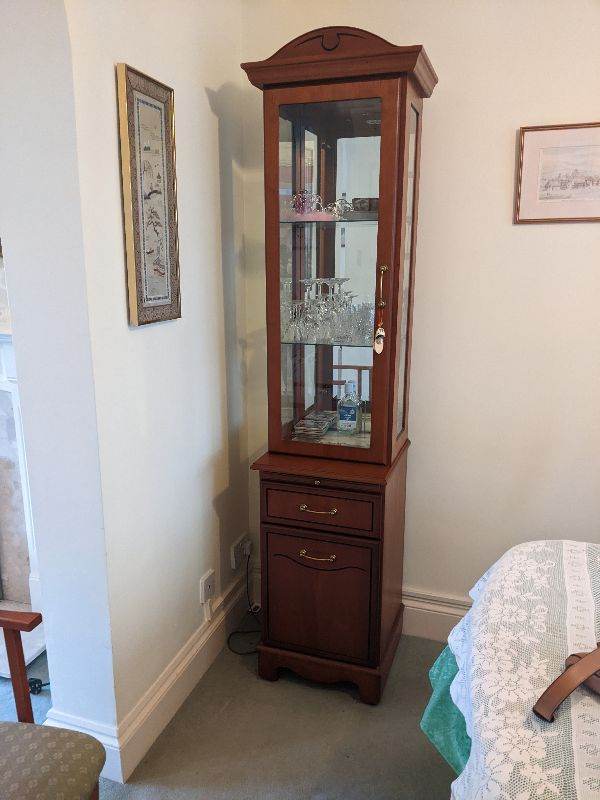 Glass mirrored and wood striking display cabinet - priced to sell!