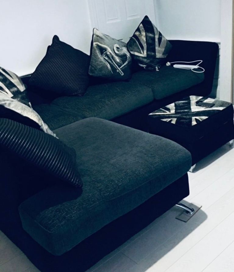 Large corner sofa with chair and storage box