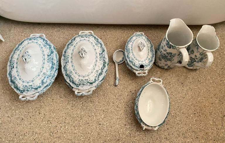 Vintage Antique Pottery Earthenware Transferware Tableware Collection 24 Pieces