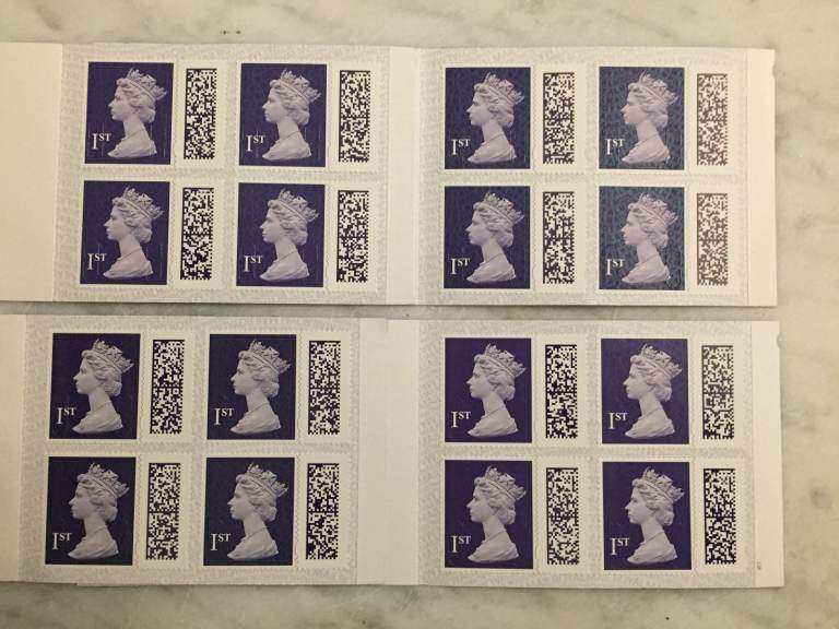 Save £8.20. 4 books of 4 unused GB 1st Class stamps - rec. £6.80 per book - approx. 30% discount