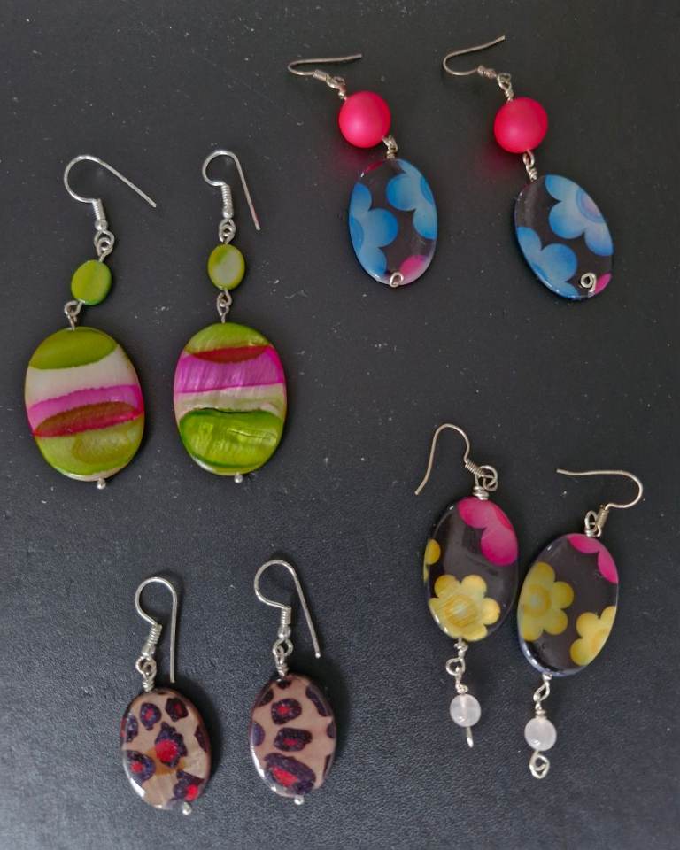 Painted shell earrings £5 a pair