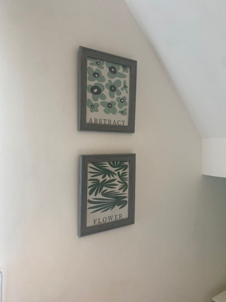2x wall art prints in frame green