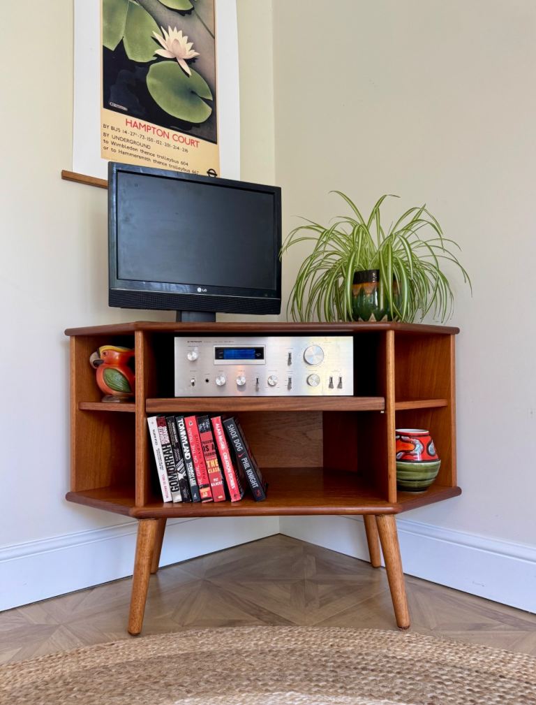 G plan vintage retro mid century style corner media record tv stand unit 