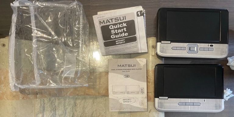 Matsui 7" MDP807 MPD817 Twin Dual LCD Screen Portable In Car DVD Player