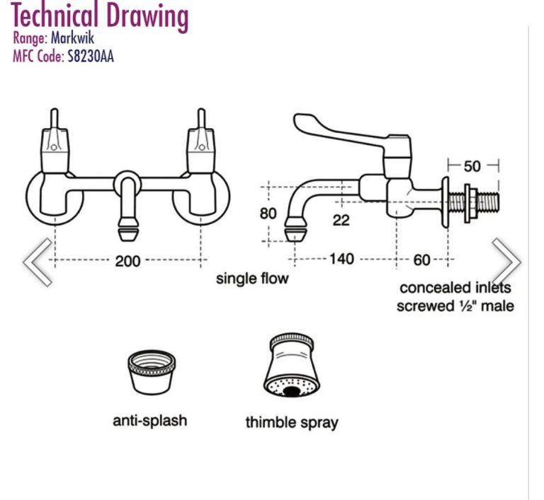Armitage Shanks Markwik Wall Mounted Mixer With Single Flow Nozzle - Chrome