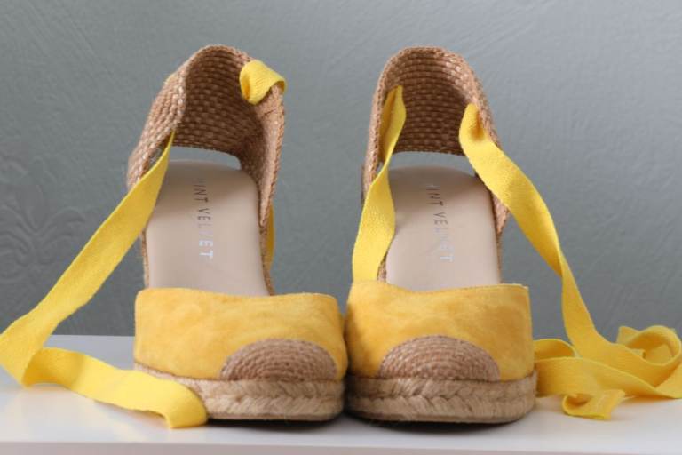 Mint Velvet Yellow Espadrille Wedges - Women's Size 4, Like New