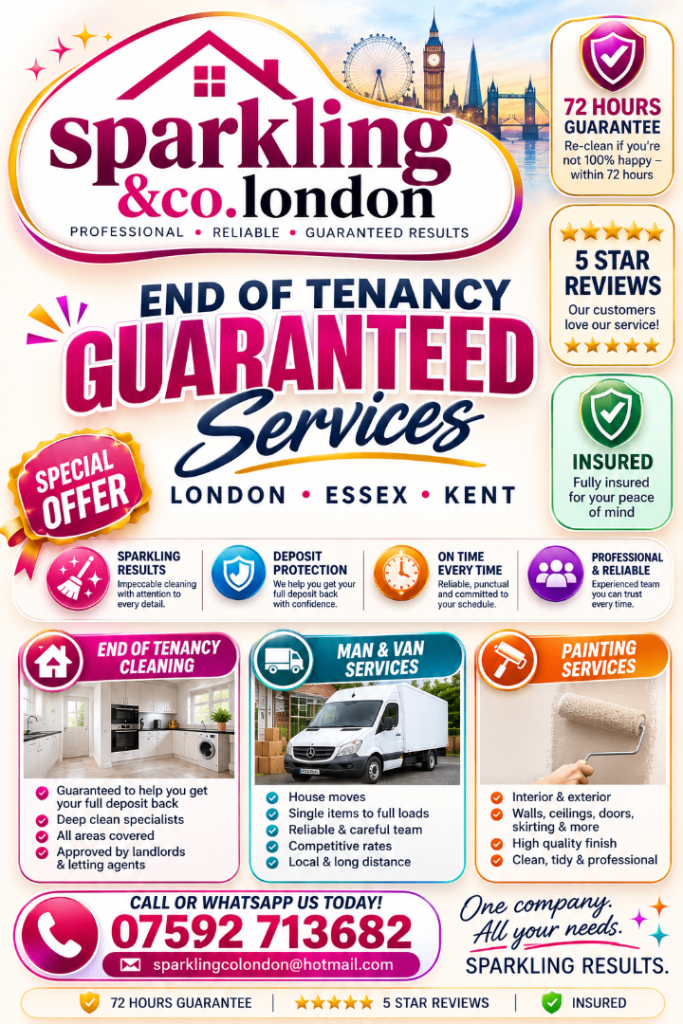 🏡SHORTNOTICE END OF TENANCY CLEANING-GUARANTEED DEPOSIT BACK CLEANUP