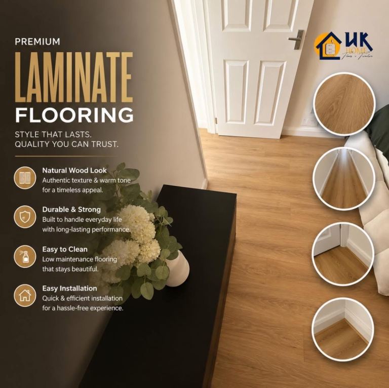 Premium Laminate Flooring - Natural Wood Look, Durable & Easy to Install