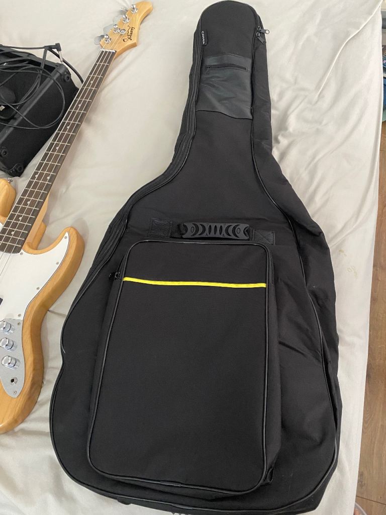 Padded Guitar Gig Bag Black/With Backpack Straps & Front Pocket
