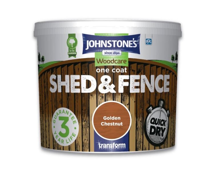 8 tubs of 5litres Johnstone's - Shed & Fence Paint - Golden Chestnut -5litres
