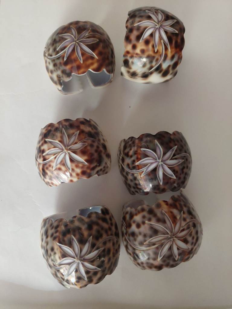 Tiger Shell Napkin Rings Beach Leopard Cowrie Napkin Holder (set Of 6) Beach