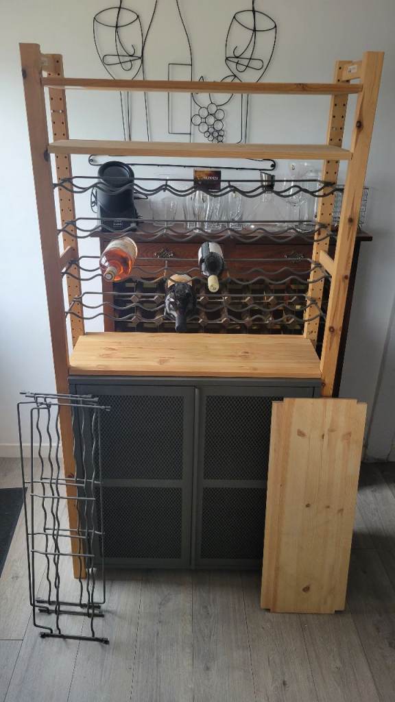 KITCHEN SHELVING UNIT WITH CABINET & WINE RACKS
