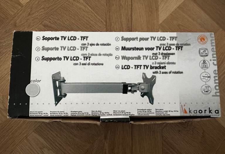 Kaorka TV LCD-TFT wall bracket (3 x rotations) and can hold a tv up to 20kg for tv's 15" to 27".