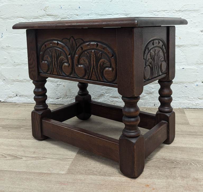 Oak slipper box or sewing box by Old Charm