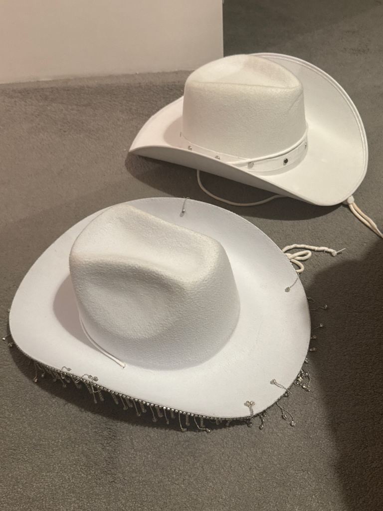 FREE 2 white cowboy cowgirl hats 