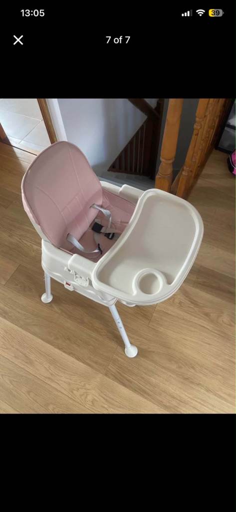 Pink Baby High Chair with Tray – As Good As New