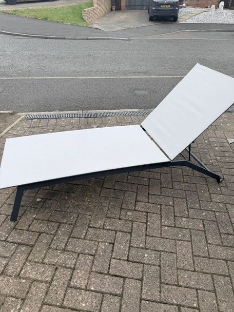 Sun loungers x 2 mesh and metal