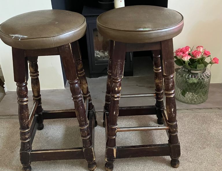 Pair vintage bar stools 