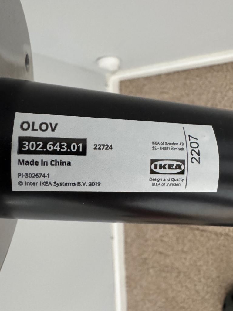 IKEA OLOV Adjustable Desk Leg – Black