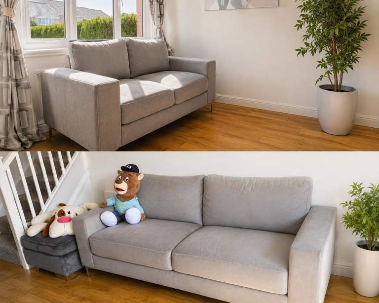  Grey fabric 3+2 seater sofas