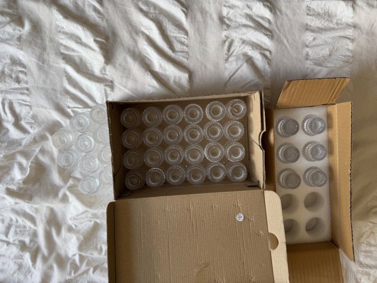 40 clear taper glass candle holders 
