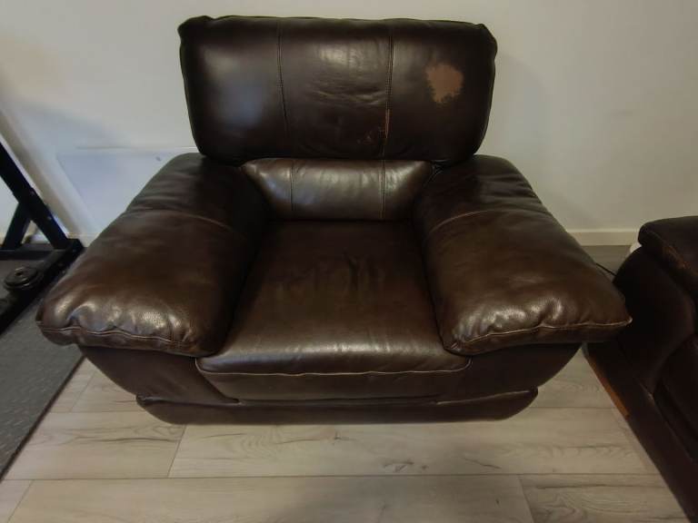 Leather Chair and Footstool