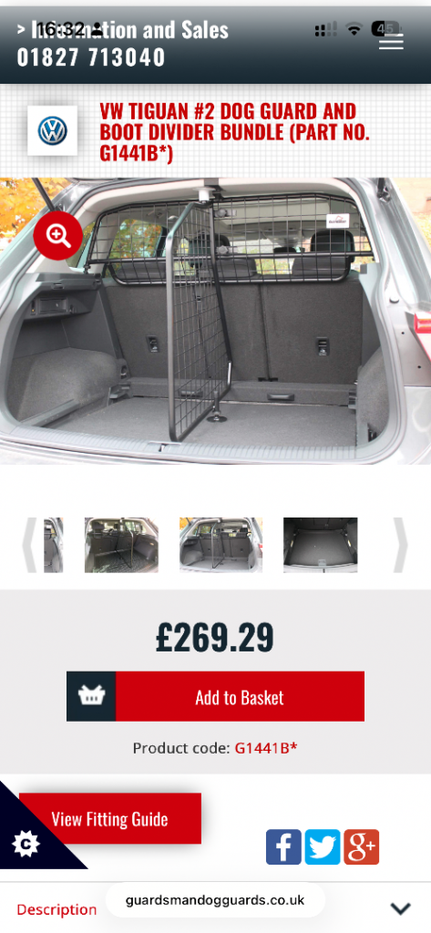 VW Tiguan Dog Guard and Boot Divider