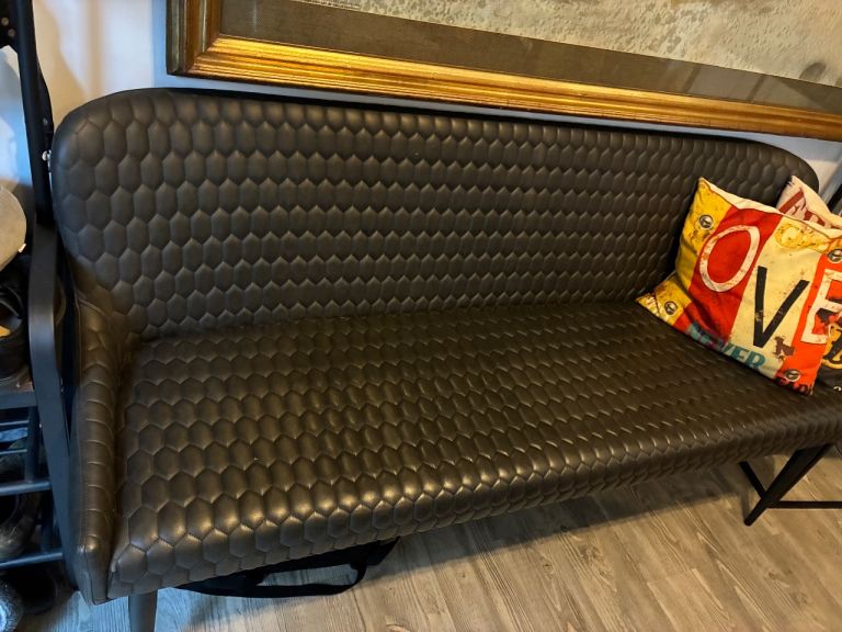 Grey PU leather bench
