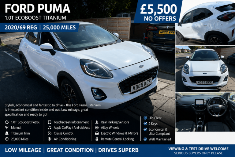 Ford, PUMA, Hatchback, 2020, Manual, 999 (cc), 5 doors
