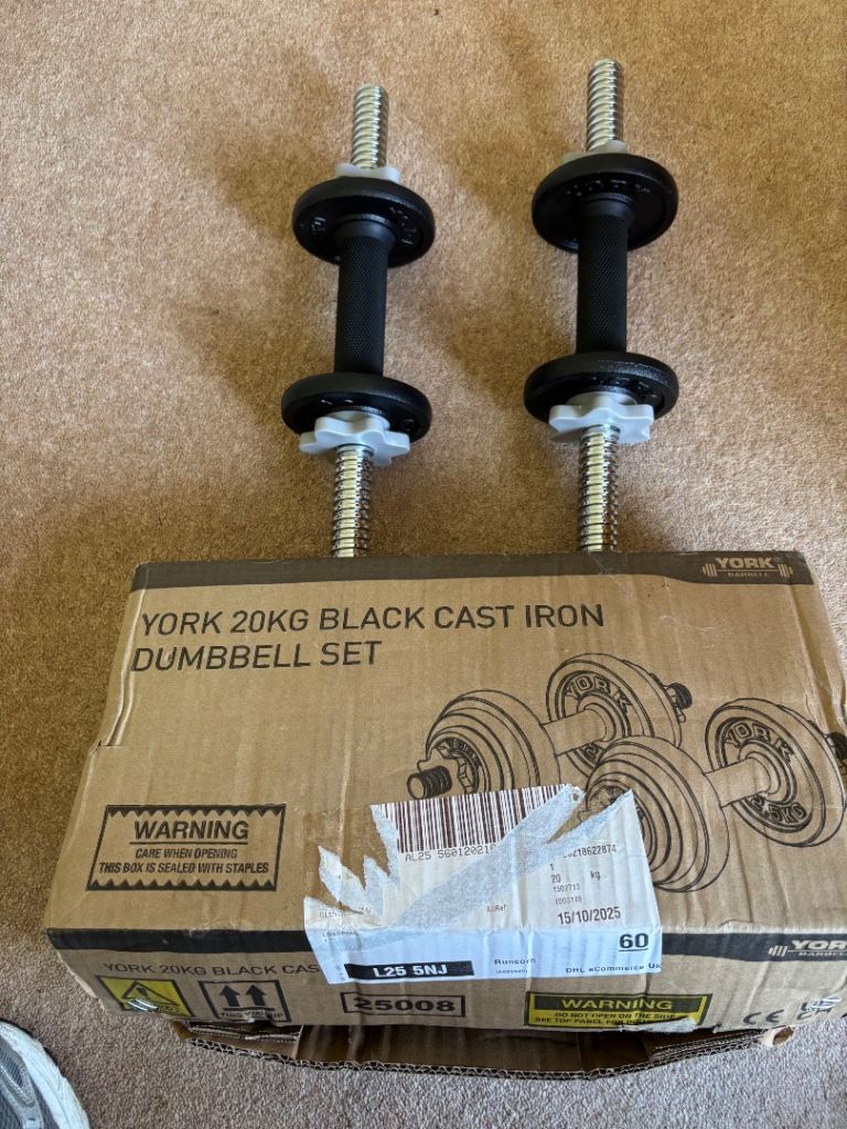 YORK 20KG Black Cast Iron Dumbbell Set – NEW