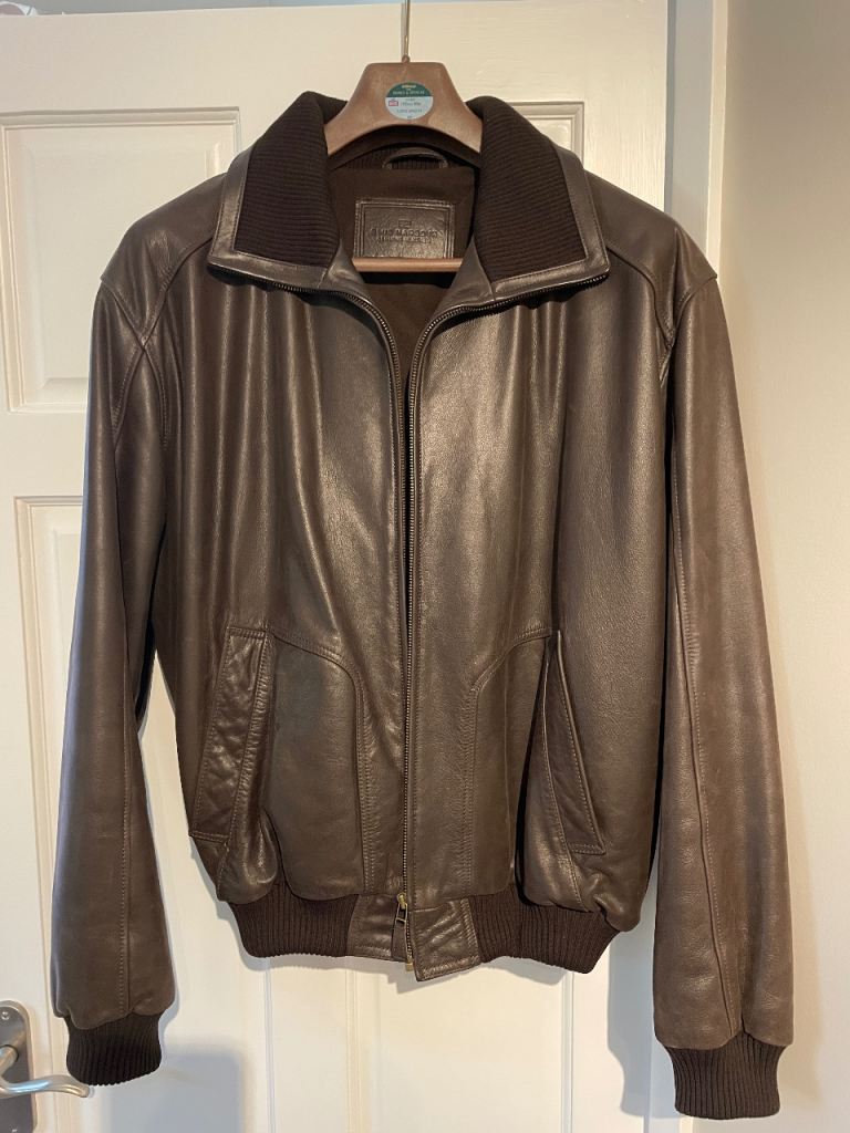 Men's Brown Real Leather Jacket -  As New Condition, Classic Style