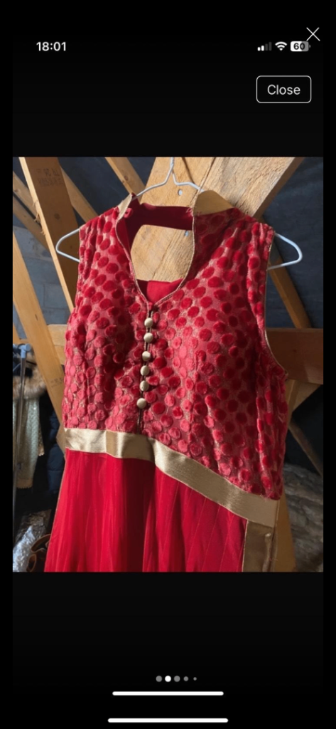 Red and Gold Anarkali. 