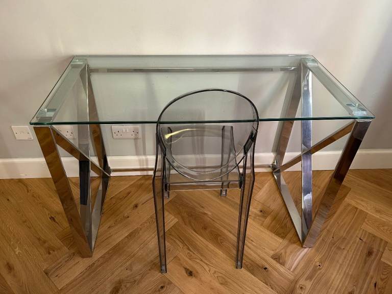 Glass and Chrome Desk (includes chair) £50