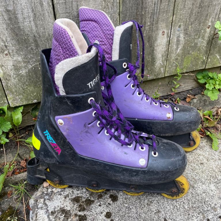 Vintage Trezeta Tiger Inline Skates Purple Black Retro 1990s Rollerblades