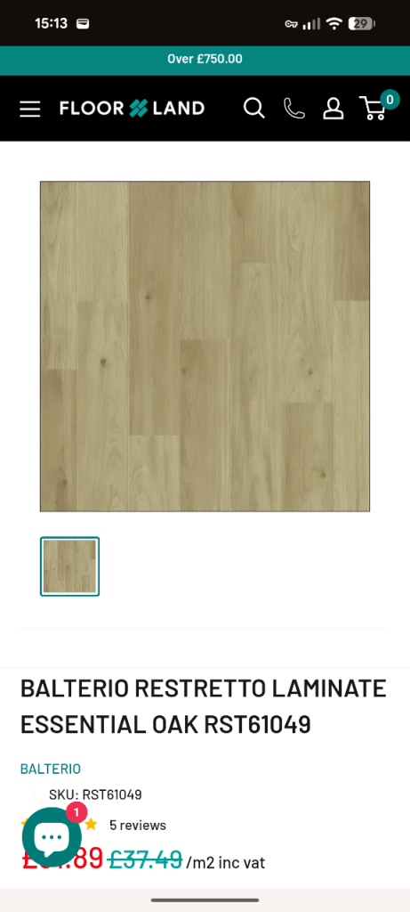 2 x packs of Restretto 8mm balterio laminate flooring