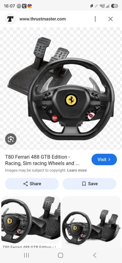 Thrustmaster T80 Ferrari 488 GTB Racing Wheel & Pedals