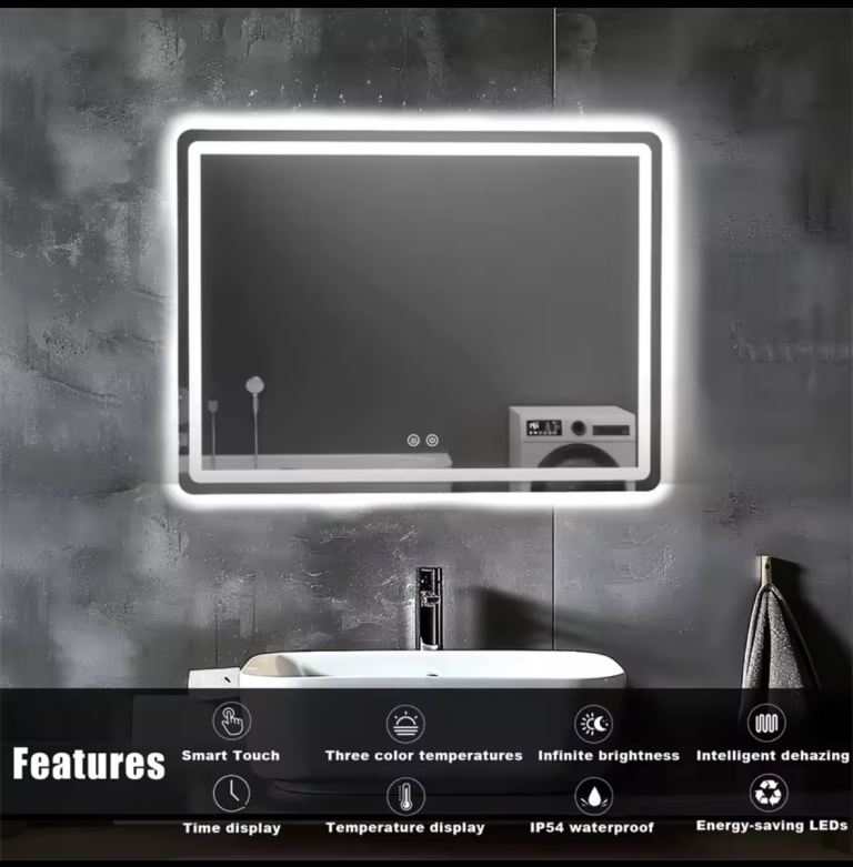 Illuminated Bathroom Mirror with LED Lights Wall Mounted Demister Touch Sensor
