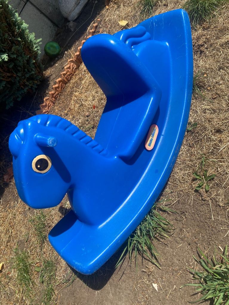 Little tikes tykes pony horse rocker seasaw rocking garden toys toddler baby blue 