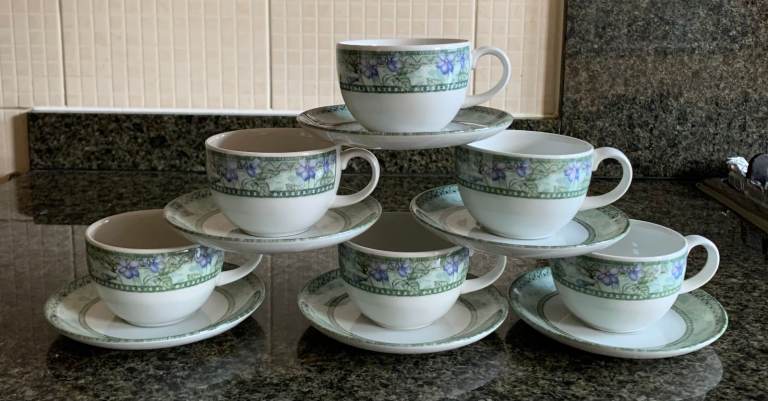Vintage Apollo Spring Floral Tea / Coffee Cup & Saucer (Set of 6)