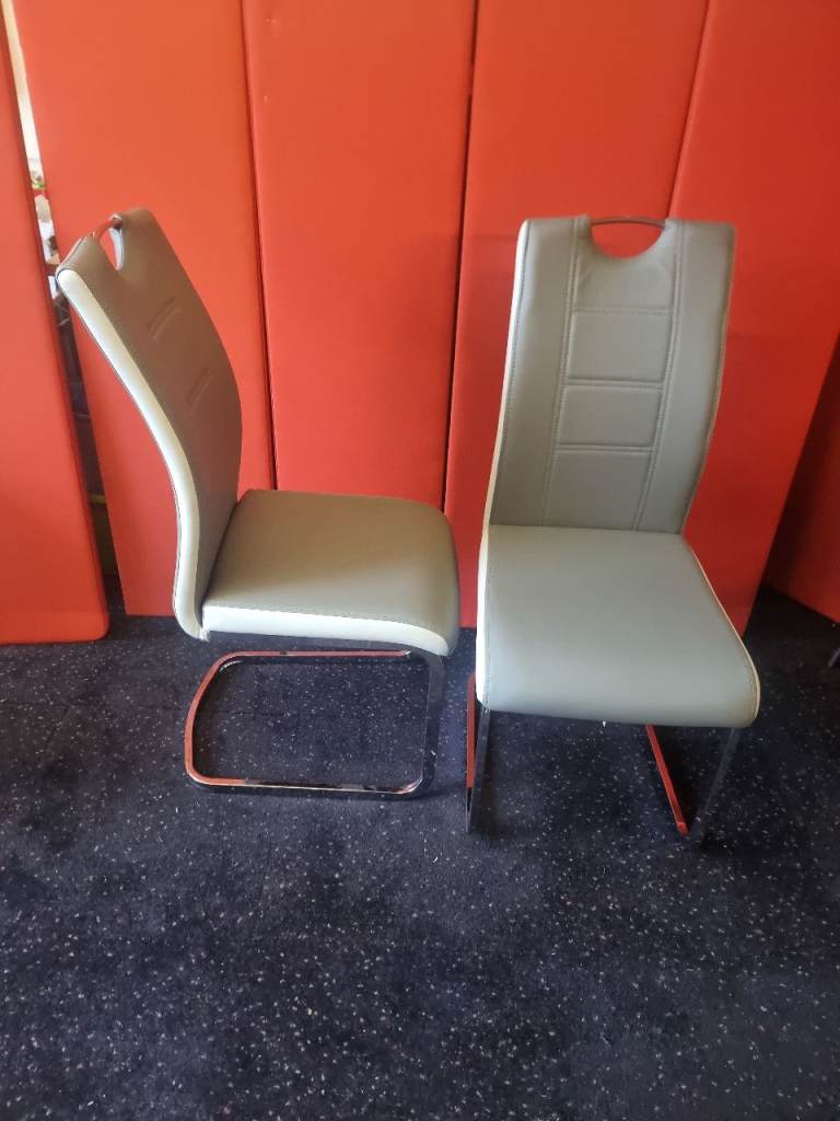 New!Pair of Wayfair Lukka Range Grey Dining Chairs Faux Leather 