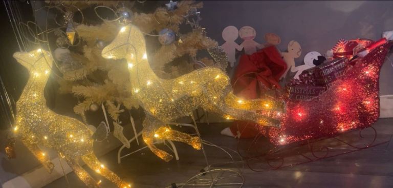 Light-Up Christmas Reindeer and Sleigh Decoration Set