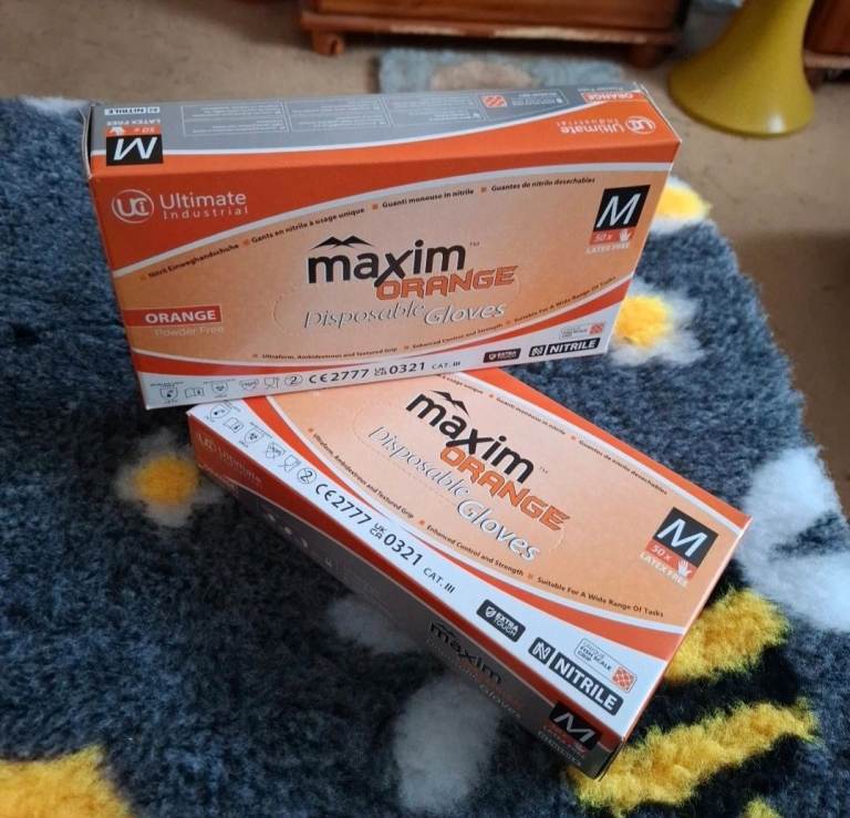 Latex free orange gloves